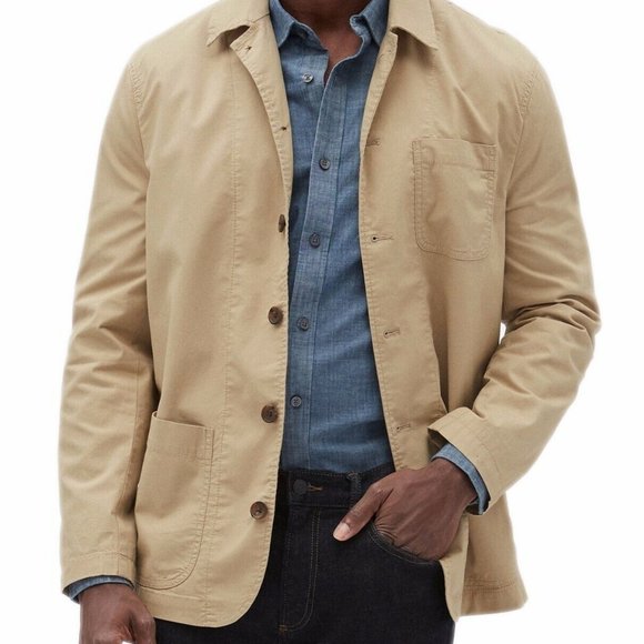 Banana Republic Other - Men's Banana Republic Khaki Regular 42 Tan Cotton Light Blazer Jacket EUC